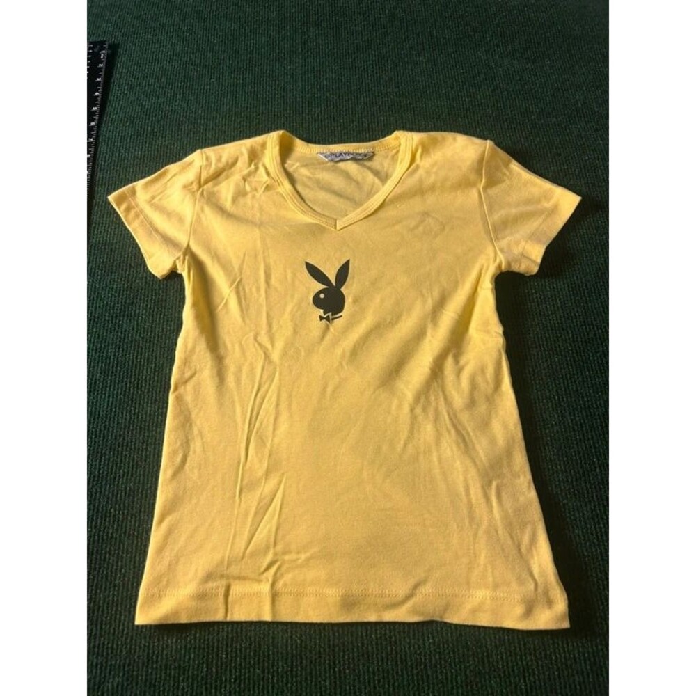 Yellow Playboy V-neck T-shirt Y2K S/XS? See measurements